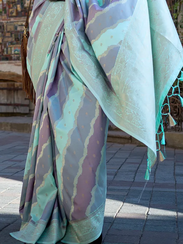 Green_Premium_Katan_Silk_With_Blouse_Piece_For_Women_&_Girls