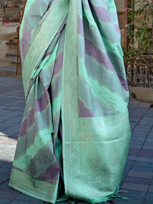 Green_Premium_Katan_Silk_With_Blouse_Piece_For_Women_&_Girls