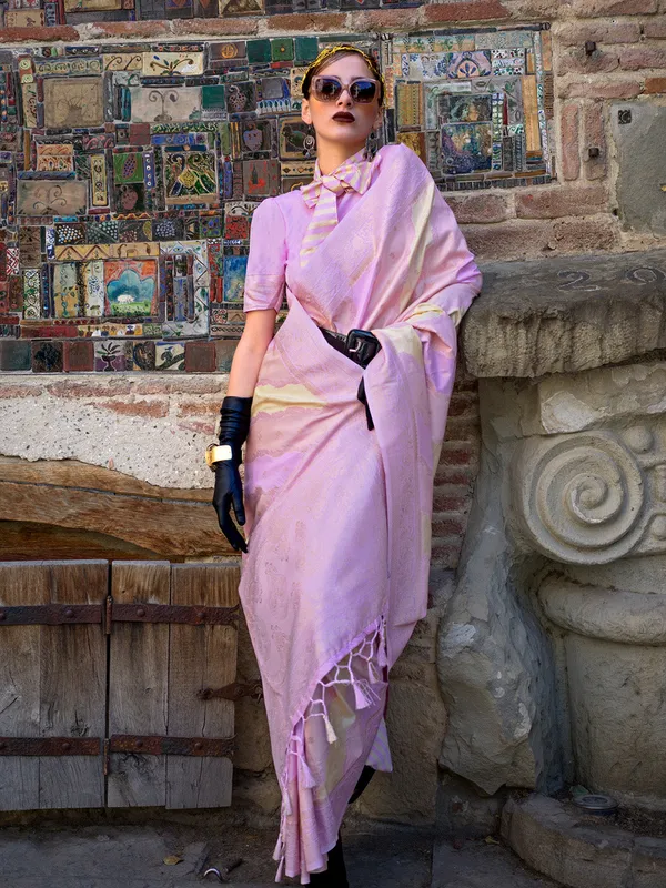 Lavender_Premium_Katan_Silk_With_Blouse_Piece_For_Women_&_Girls