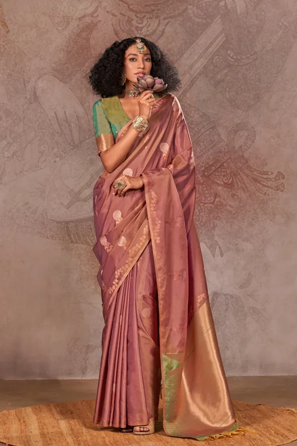 Mauve_Premium_Handloom_Weaving_Silk_With_Blouse_Piece_For_Women_&_Girls