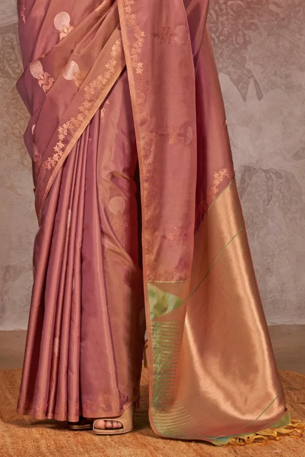 Mauve_Premium_Handloom_Weaving_Silk_With_Blouse_Piece_For_Women_&_Girls