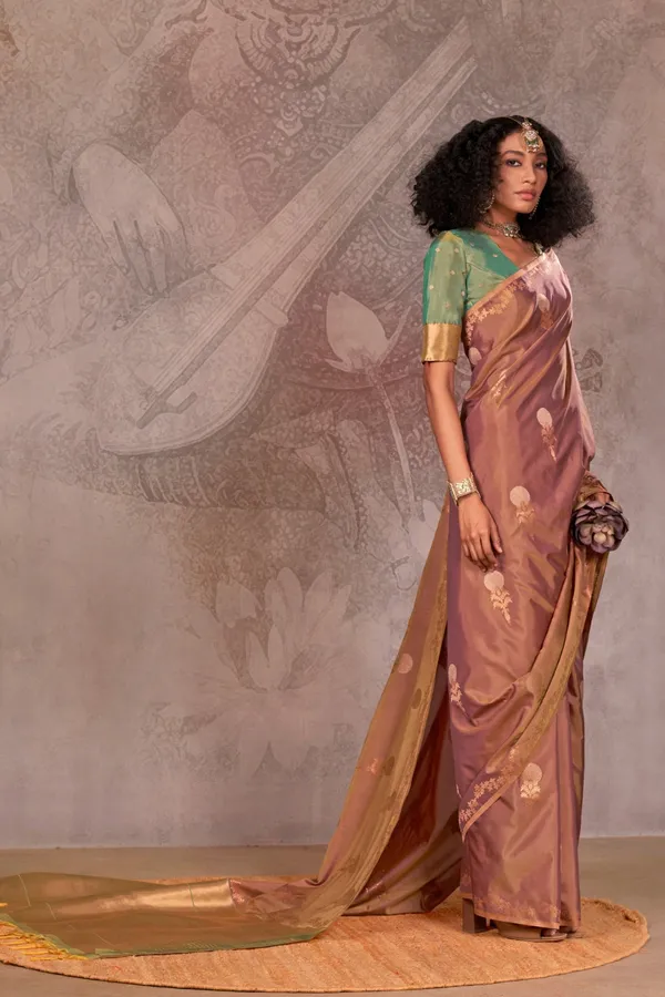 Mauve_Premium_Handloom_Weaving_Silk_With_Blouse_Piece_For_Women_&_Girls