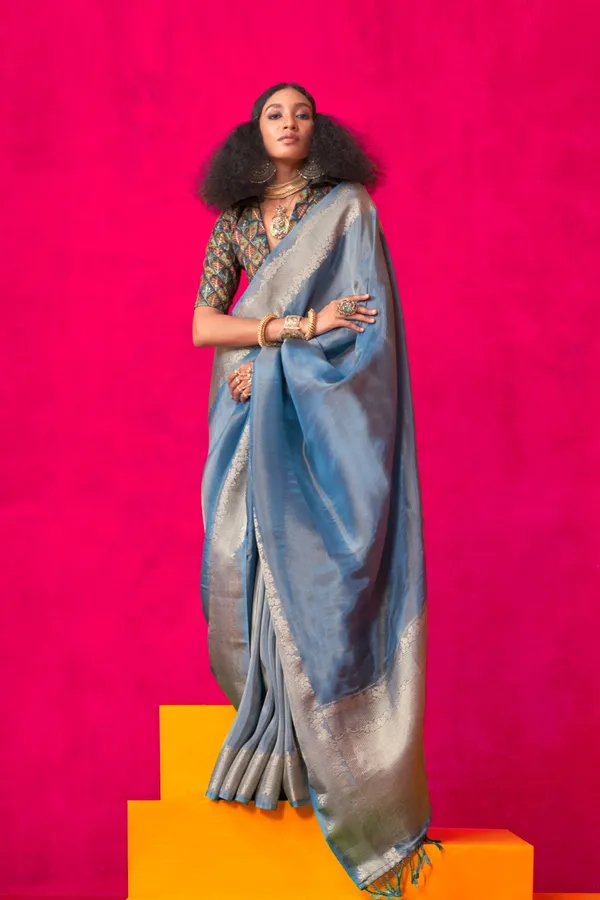 Blue_Premium_Tissue_Saree_With_Blouse_Piece_For_Women_&_Girls
