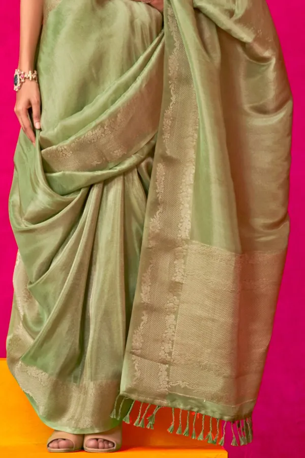 Green_Premium_Tissue_Saree_With_Blouse_Piece_For_Women_&_Girls