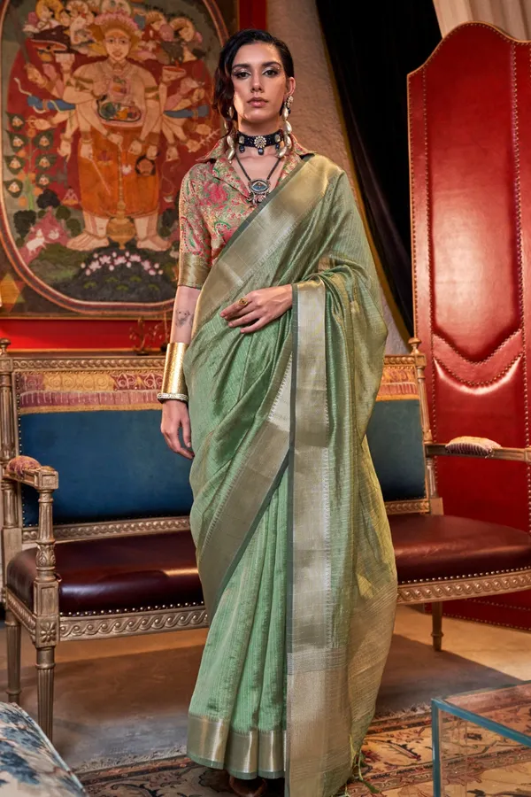 Green_Premium_Moss_Chiffon_Saree_With_Blouse_Piece_For_Women_&_Girls