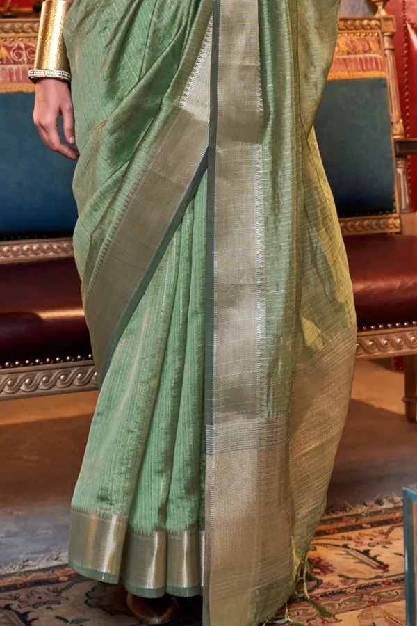 Green_Premium_Moss_Chiffon_Saree_With_Blouse_Piece_For_Women_&_Girls