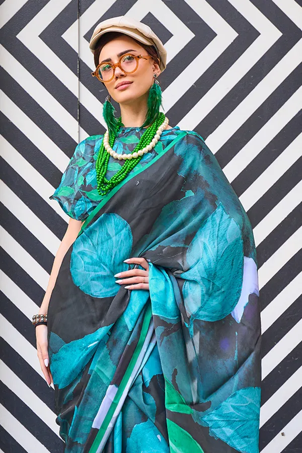 Multicolor_Blue_Premium_Printed_Satin_Saree_With_Blouse_Piece_For_Women_&_Girls