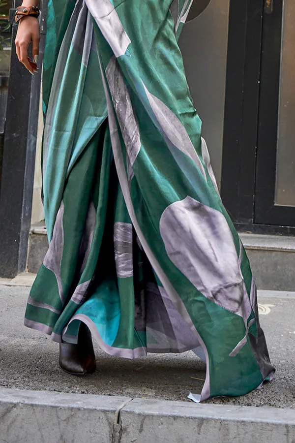 Multicolor_Green_Premium_Printed_Satin_Saree_With_Blouse_Piece_For_Women_&_Girls