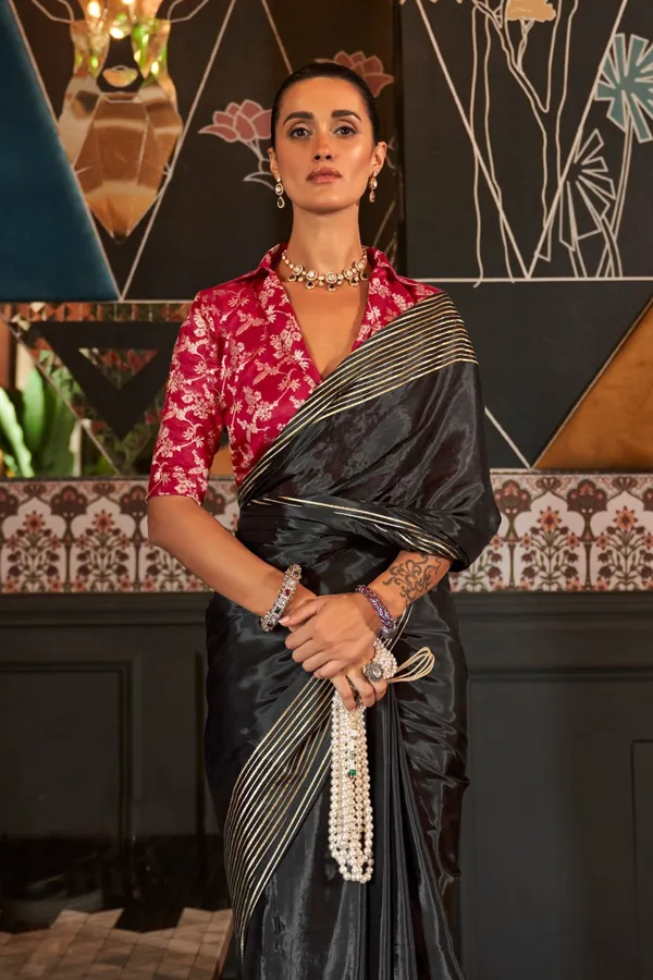 Dark_Black_Premium_Viscose_Saree_With_Blouse_Piece_For_Women_&_Girls