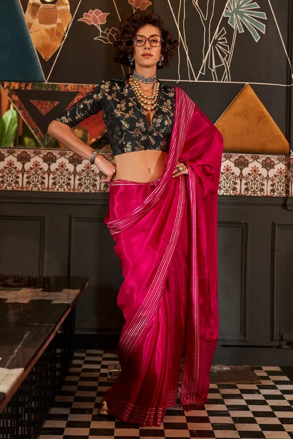 Cherry_Red_Premium_Viscose_Saree_With_Blouse_Piece_For_Women_&_Girls