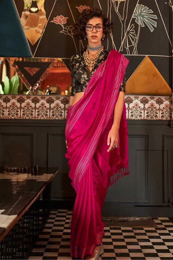Cherry_Red_Premium_Viscose_Saree_With_Blouse_Piece_For_Women_&_Girls
