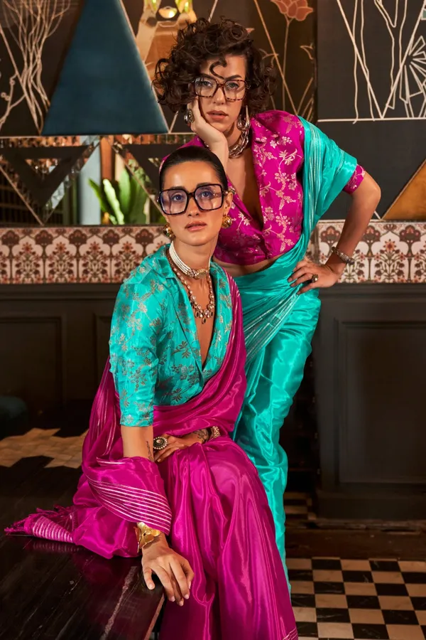 Flamingo_Pink_Premium_Viscose_Saree_With_Blouse_Piece_For_Women_&_Girls