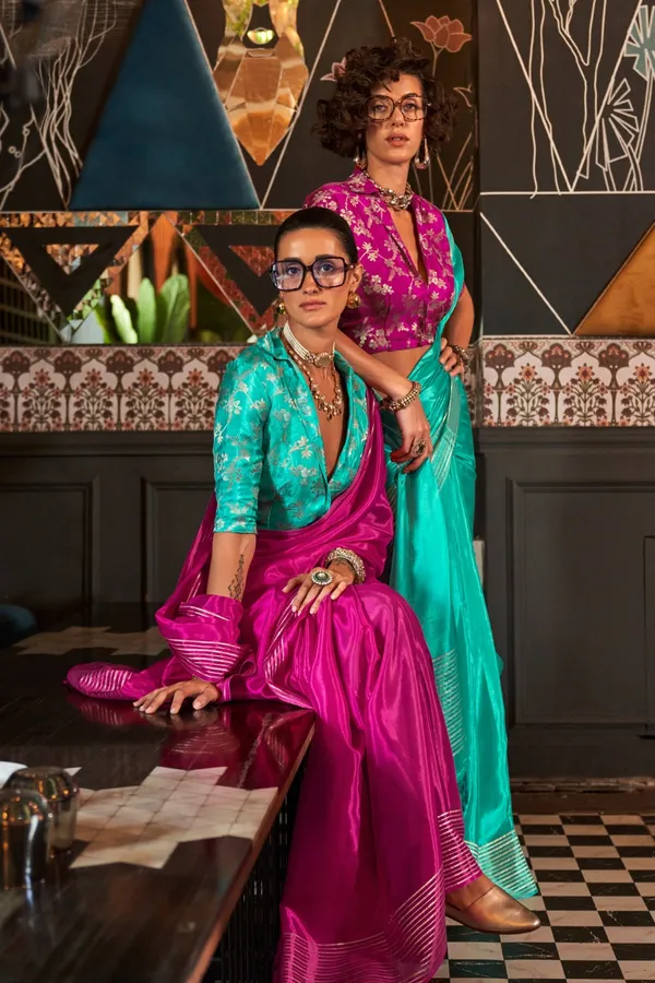 Flamingo_Pink_Premium_Viscose_Saree_With_Blouse_Piece_For_Women_&_Girls
