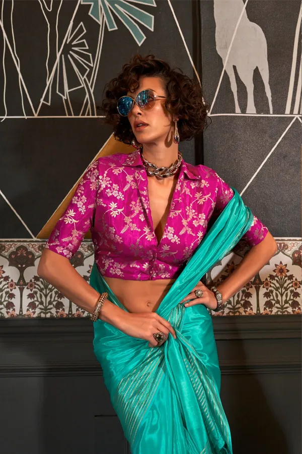 Deep_Blue_Premium_Viscose_Saree_With_Blouse_Piece_For_Women_&_Girls