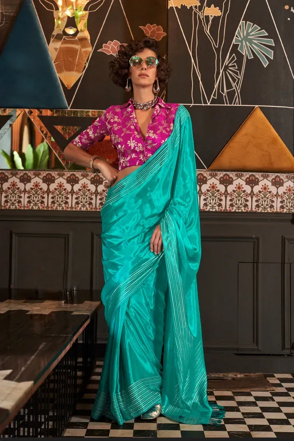 Deep_Blue_Premium_Viscose_Saree_With_Blouse_Piece_For_Women_&_Girls