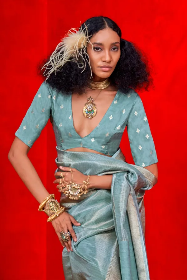 Teal_Blue_Premium_Pure_Viscose_Saree_With_Blouse_Piece_For_Women_&_Girls