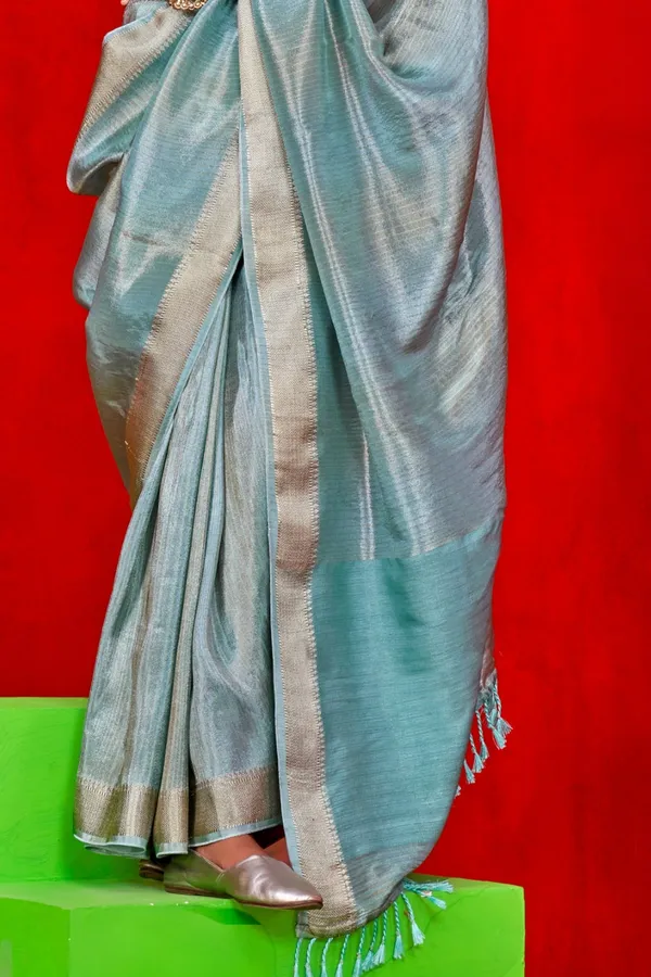 Teal_Blue_Premium_Pure_Viscose_Saree_With_Blouse_Piece_For_Women_&_Girls