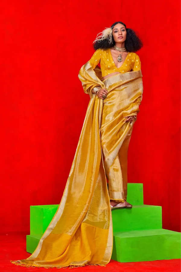 Yellow_Premium_Pure_Viscose_Saree_With_Blouse_Piece_For_Women_&_Girls