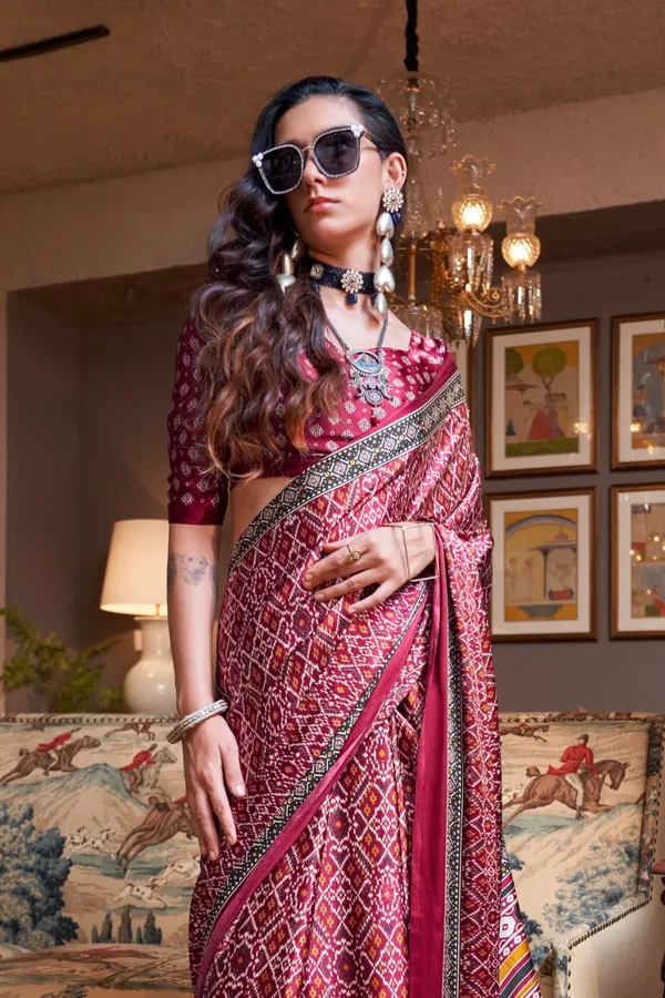 Pink_Premium_Satin_Saree_With_Blouse_Piece_For_Women_&_Girls