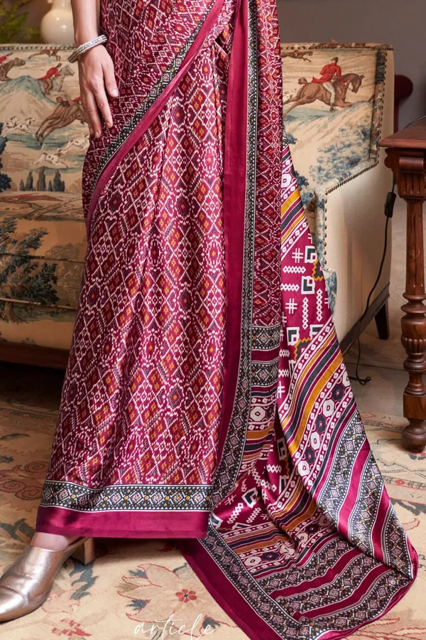 Pink_Premium_Satin_Saree_With_Blouse_Piece_For_Women_&_Girls