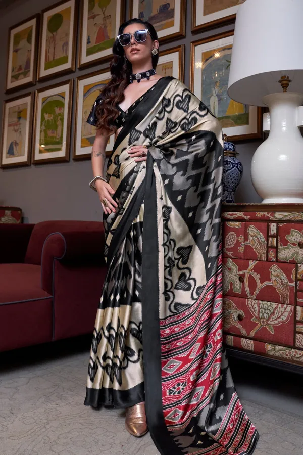 Multicolor_Premium_Satin_Saree_With_Blouse_Piece_For_Women_&_Girls