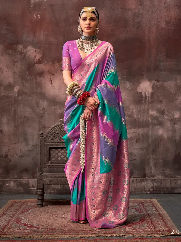 Multicolor_Premium_Silk_With_Blouse_Piece_For_Women_&_Girls