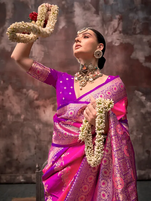 Multicolor_Premium_Silk_With_Blouse_Piece_For_Women_&_Girls