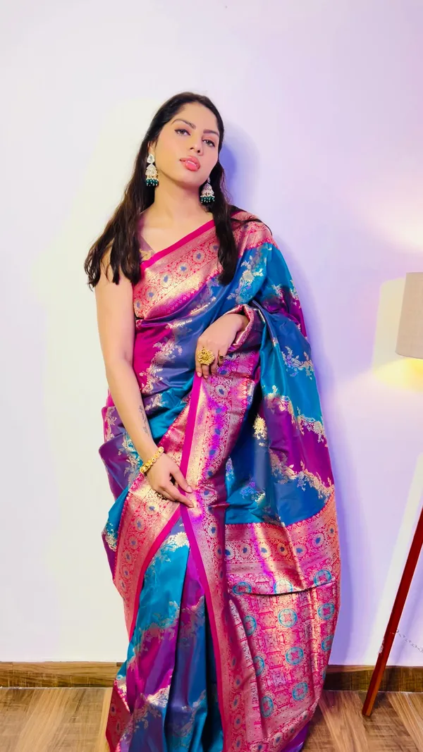 Multicolor_Premium_Silk_With_Blouse_Piece_For_Women_&_Girls