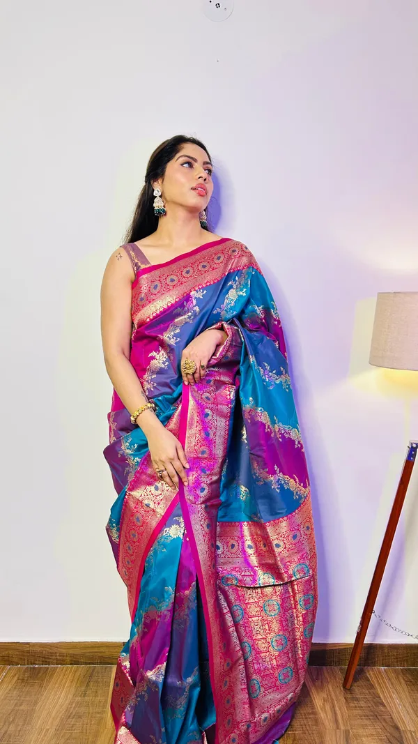 Multicolor_Premium_Silk_With_Blouse_Piece_For_Women_&_Girls