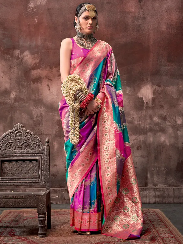 Multicolor_Premium_Silk_With_Blouse_Piece_For_Women_&_Girls