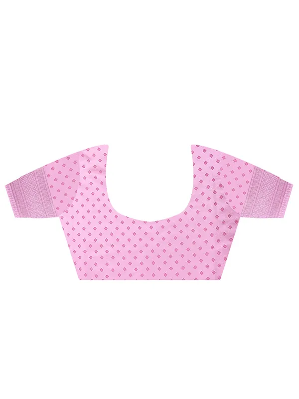 Pink_Premium_Satin_Silk_With_Blouse_Piece_For_Women_&_Girls