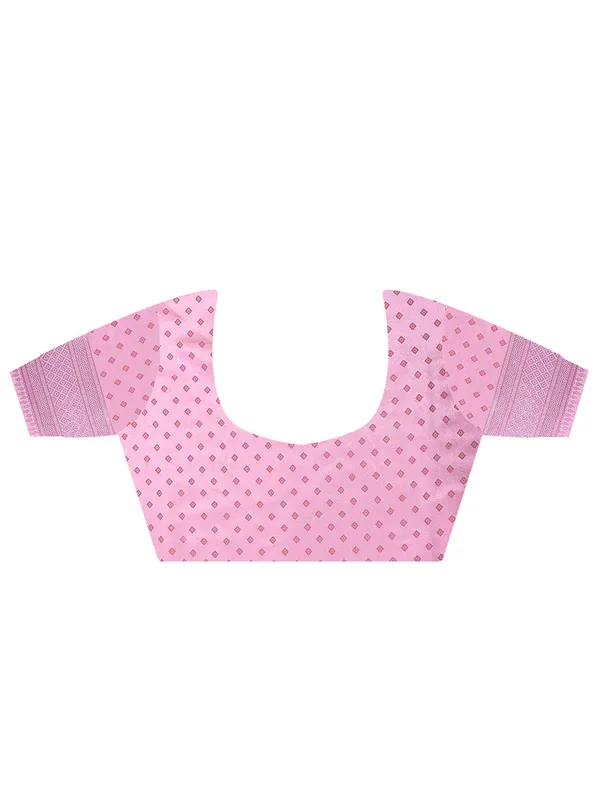 Pink_Premium_Satin_Silk_With_Blouse_Piece_For_Women_&_Girls