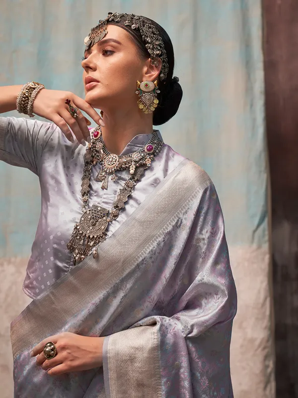 Blue_Premium_Satin_Silk_With_Blouse_Piece_For_Women_&_Girls