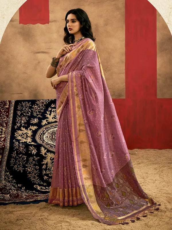 Purple_Premium_Patola_Saree_With_Blouse_Piece_For_Women_&_Girls