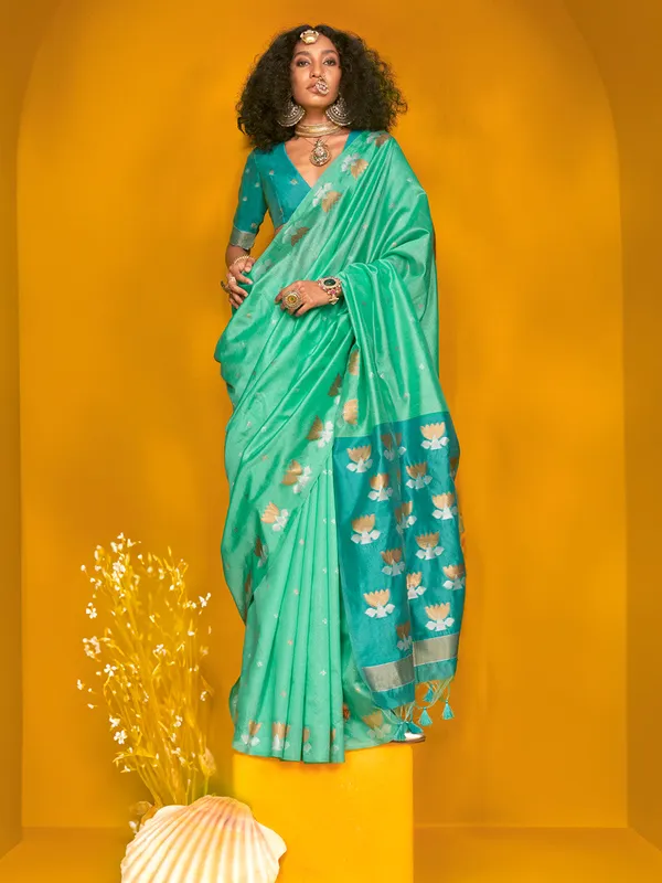 Blue_Premium_Patola_Saree_With_Blouse_Piece_For_Women_&_Girls