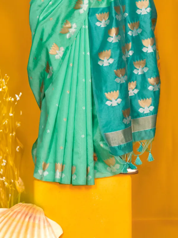 Blue_Premium_Patola_Saree_With_Blouse_Piece_For_Women_&_Girls