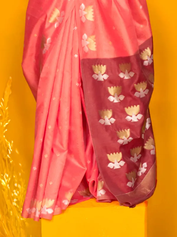 Pink_Premium_Patola_Saree_With_Blouse_Piece_For_Women_&_Girls