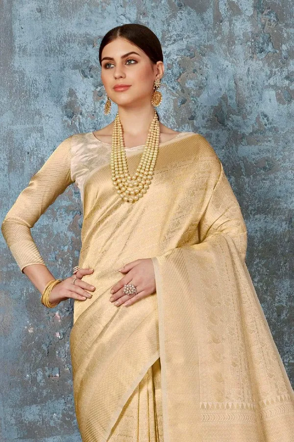 Subtle_Gold_Premium_Kanjivaram_Saree_With_Blouse_Piece_For_Women_&_Girls