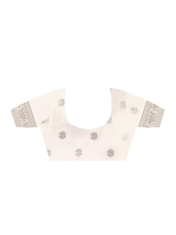 Cream_Premium_Katan_Silk_With_Blouse_Piece_For_Women_&_Girls