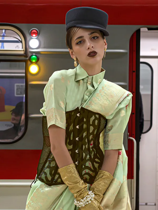 Lime_Green_Premium_Katan_Silk_With_Blouse_Piece_For_Women_&_Girls