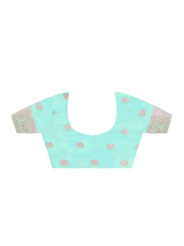 Blue_Premium_Katan_Silk_With_Blouse_Piece_For_Women_&_Girls
