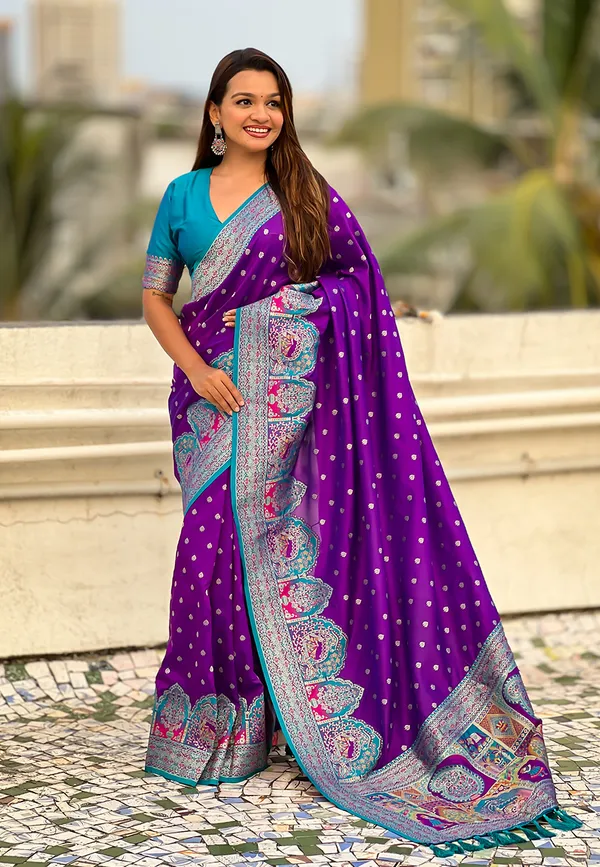 Purple_Pashmina_Darbari_Saree_With_Gold_Zari_Weaved_Saree_With_Blouse_Piece_For_Women_&_Girl