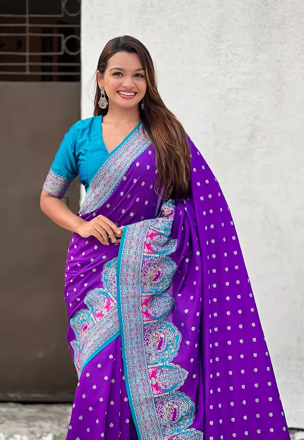 Purple_Pashmina_Darbari_Saree_With_Gold_Zari_Weaved_Saree_With_Blouse_Piece_For_Women_&_Girl