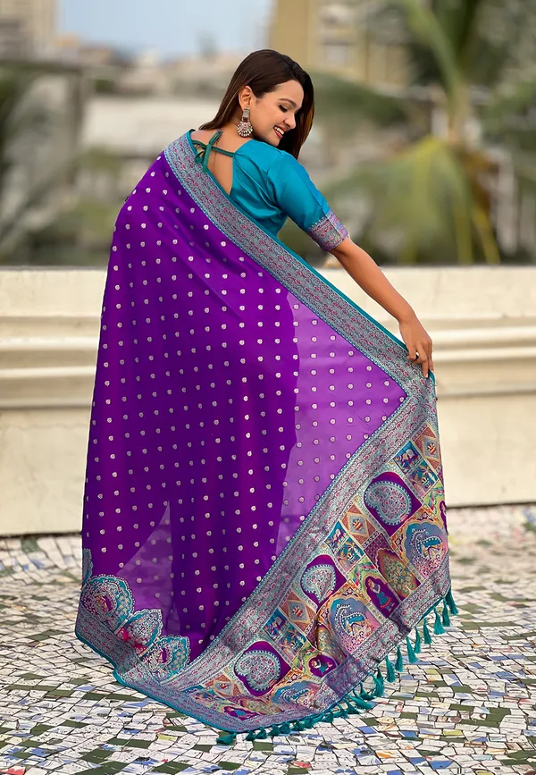 Purple_Pashmina_Darbari_Saree_With_Gold_Zari_Weaved_Saree_With_Blouse_Piece_For_Women_&_Girl