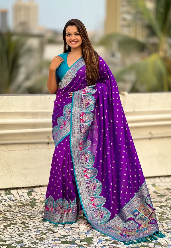Purple_Pashmina_Darbari_Saree_With_Gold_Zari_Weaved_Saree_With_Blouse_Piece_For_Women_&_Girl