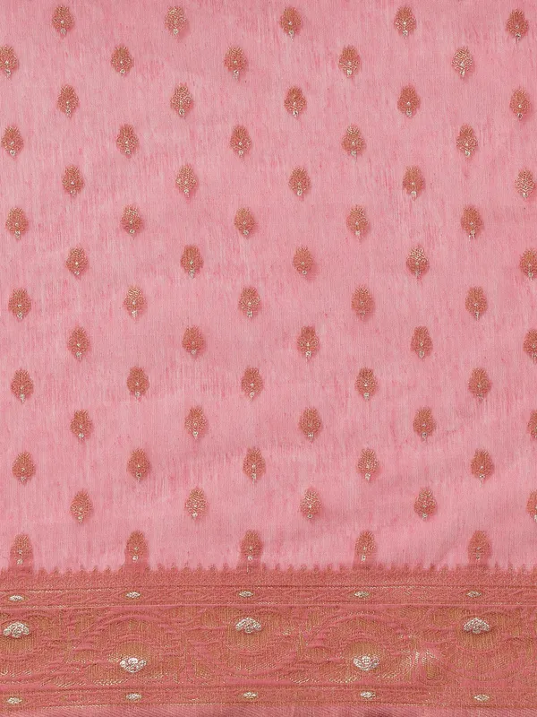 Pink_Premium_Banarasi_Soft_Silk_With_Blouse_Piece_For_Women_&_Girls