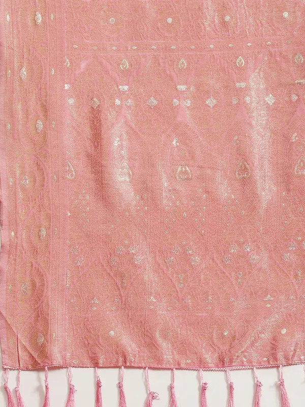 Pink_Premium_Banarasi_Soft_Silk_With_Blouse_Piece_For_Women_&_Girls