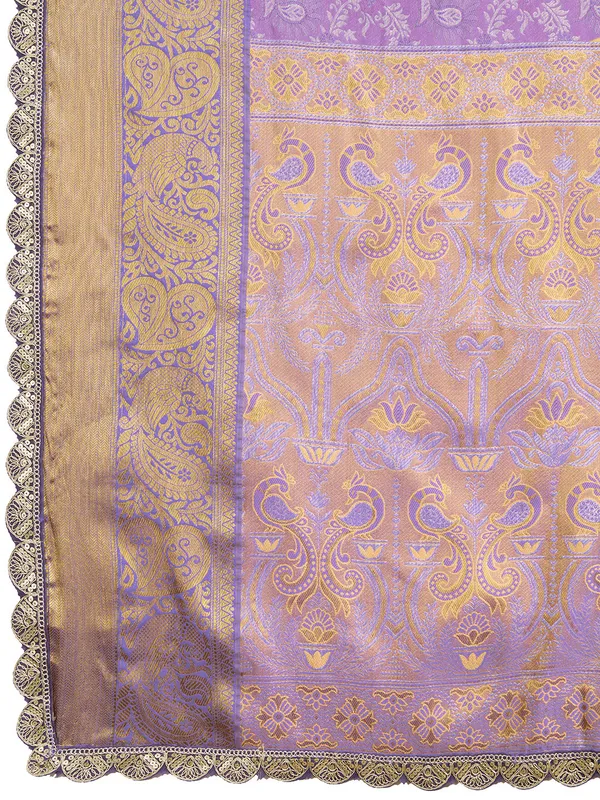 Purple_Premium_Semi_Silk_With_Blouse_Piece_For_Women_&_Girls
