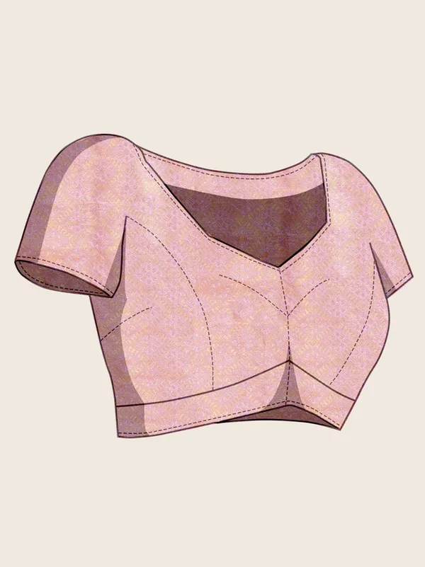 Pink_Premium_Semi_Silk_With_Blouse_Piece_For_Women_&_Girls