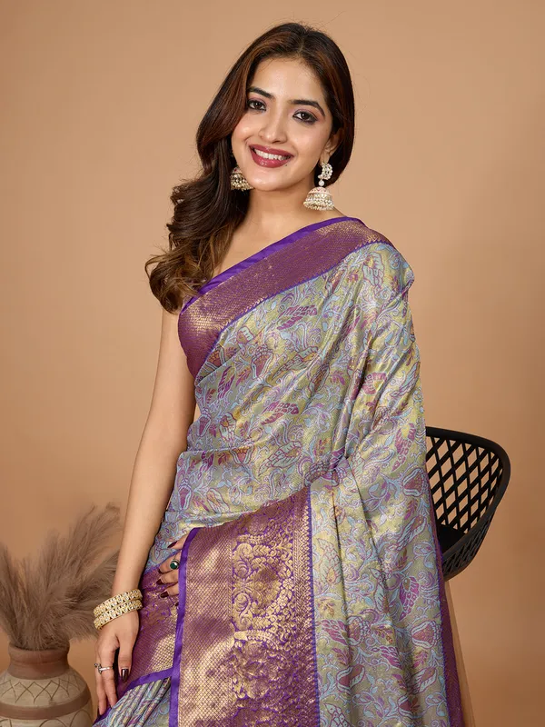 Navy_Blue_Premium_Semi_Silk_With_Blouse_Piece_For_Women_&_Girls